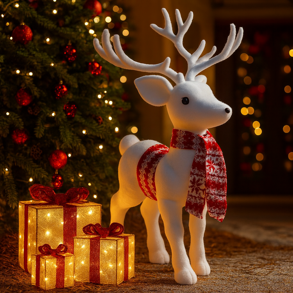 Reindeer with Antlers & Scarf Luxury Casa