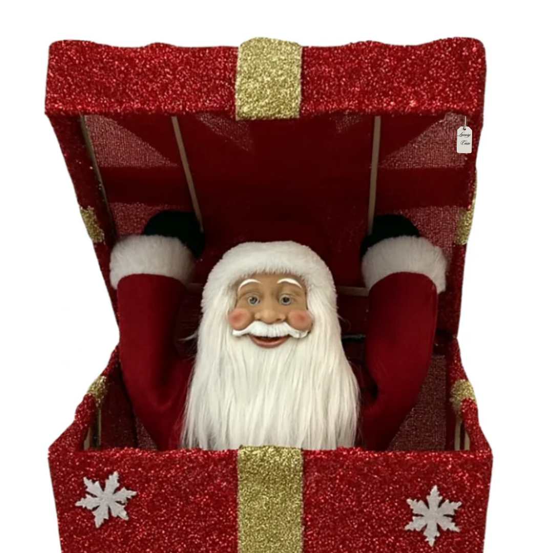 Santa Claus in Gift Box – Christmas Decoration (Set of 3 Colors) Luxury Casa