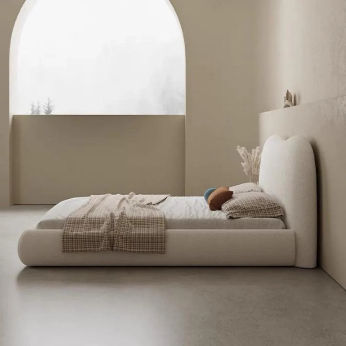 Light Luxury Fleece Fabric Wrap Bed Frame for Bedroom Without Mattress Luxury Casa