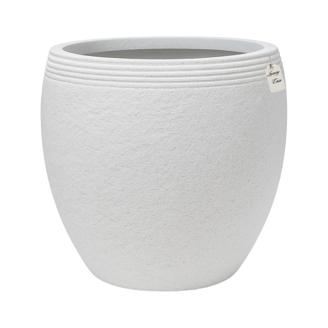 Textured Stone Ribbed Planter – Modern Decorative Pot - Large Luxury Casa