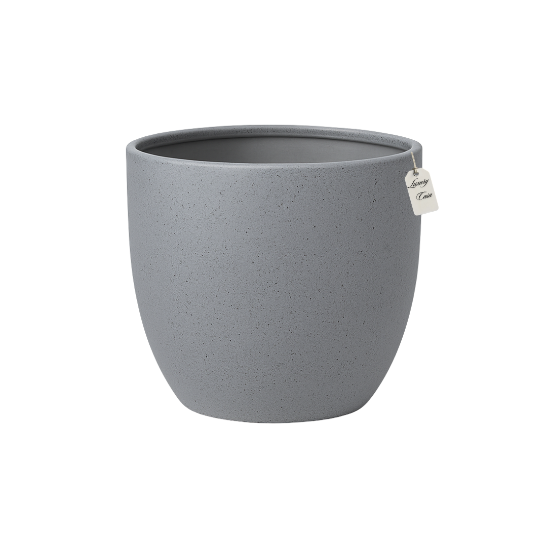 Speckled Stone Round Planter – Modern Decorative Pot - Medium Luxury Casa