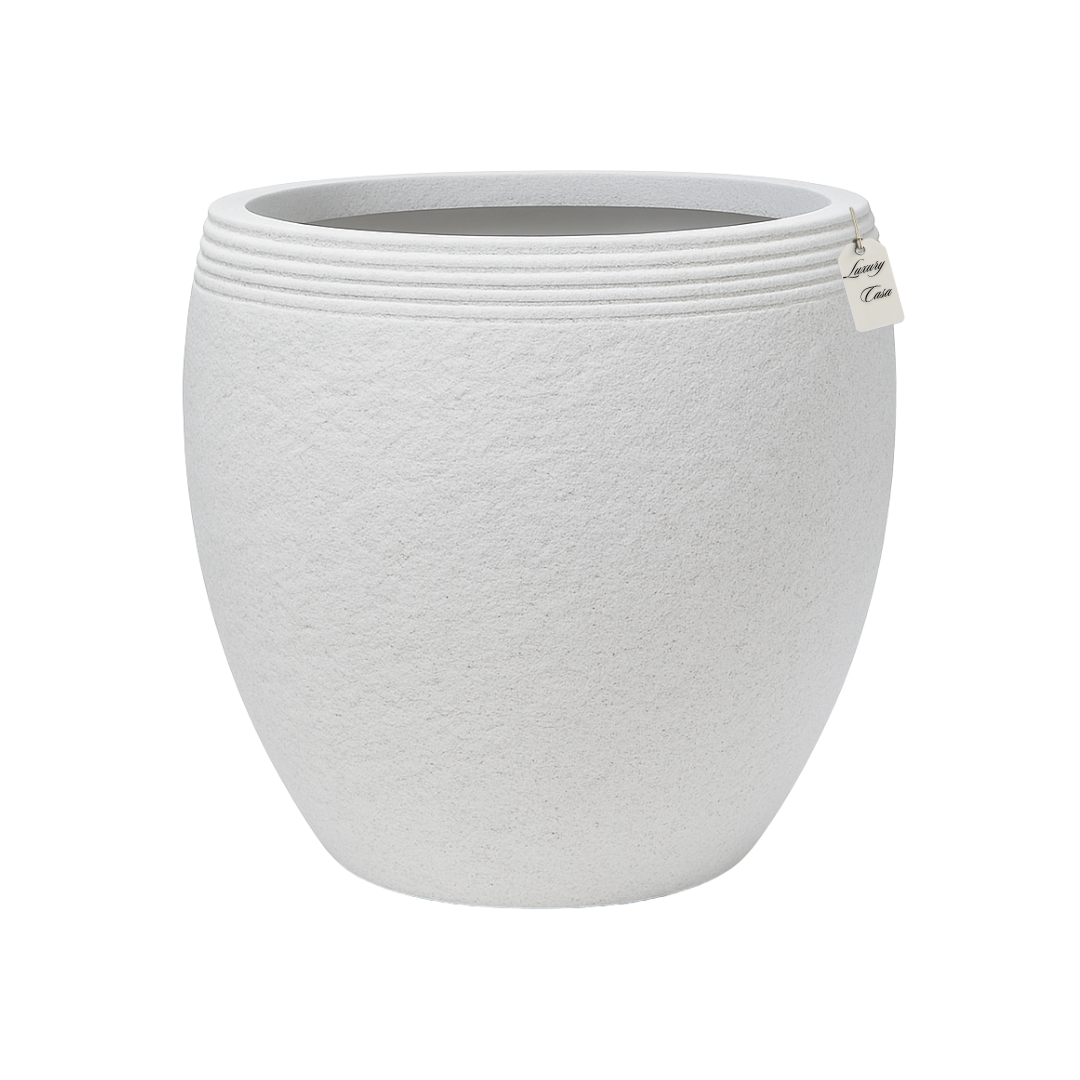 Textured Stone Ribbed Planter – Modern Decorative Pot - Medium Luxury Casa