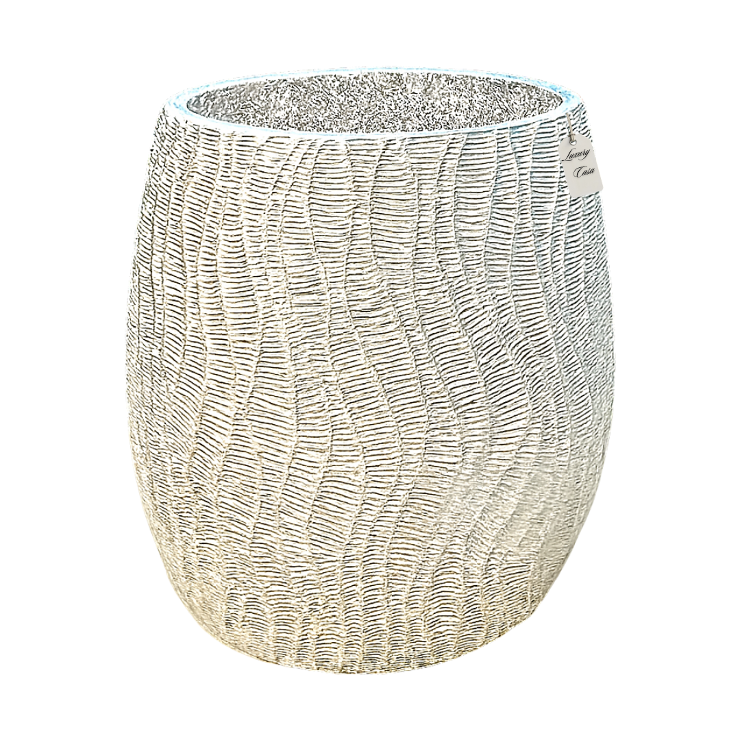 Wave Pattern Textured Planter – Modern Decorative Pot - Large Luxury Casa