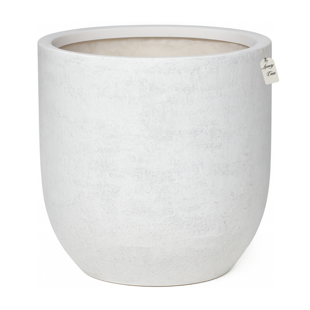 Stone Finish Round Planter – Modern Decorative Pot - Large Luxury Casa