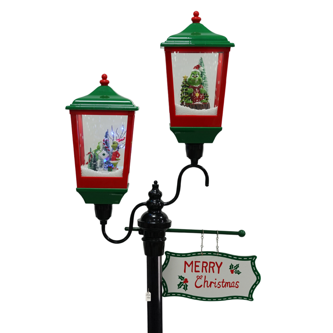 Christmas Musical Lamp Post with Snowfall – Black & Green Luxury Casa