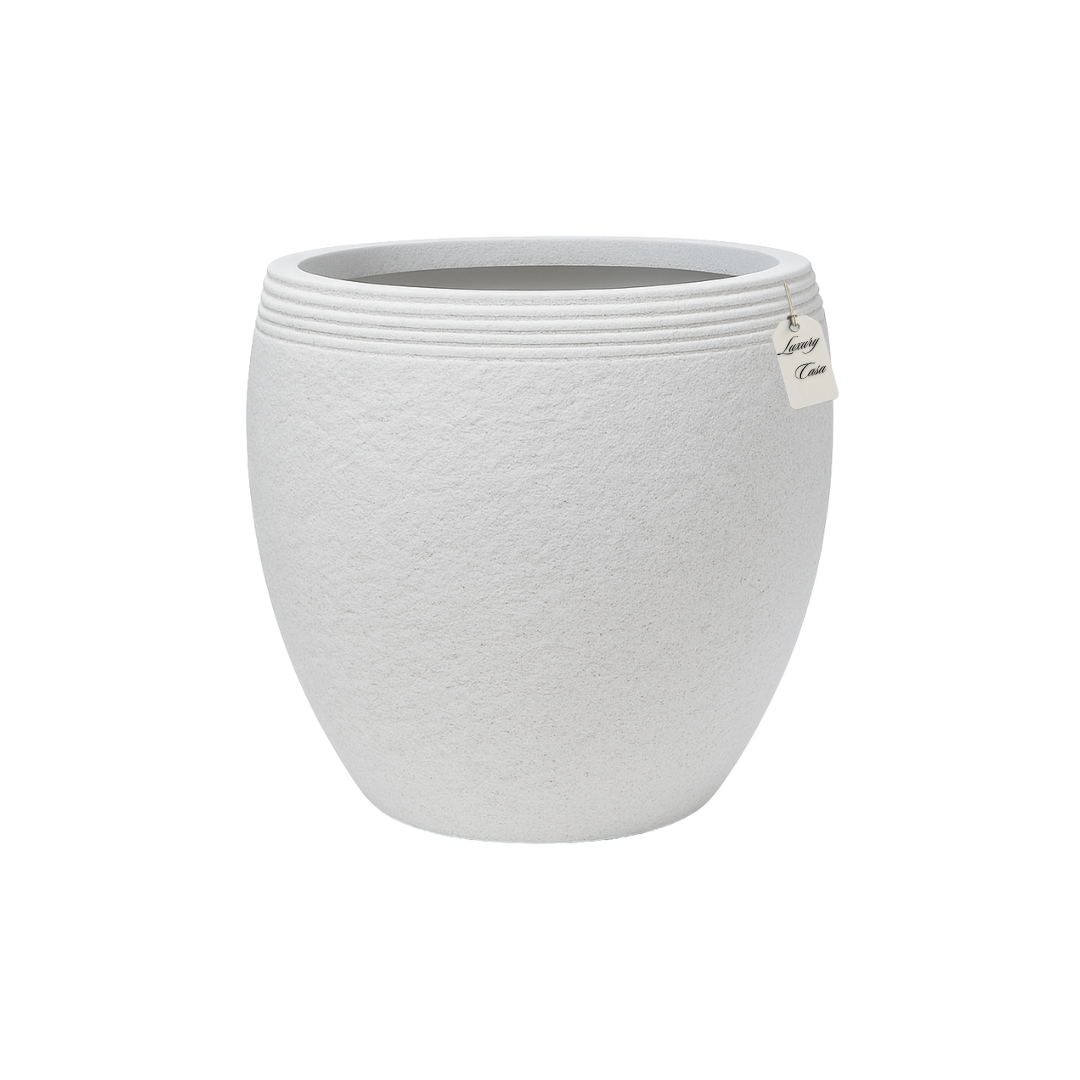 Textured Stone Ribbed Planter – Modern Decorative Pot - Small Luxury Casa