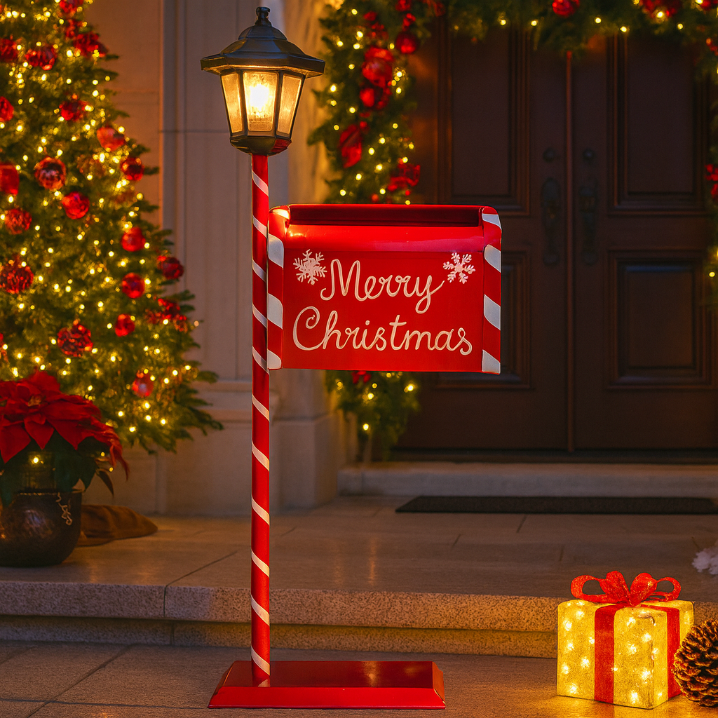 Merry Christmas Mailbox with Lamp Decoration Luxury Casa