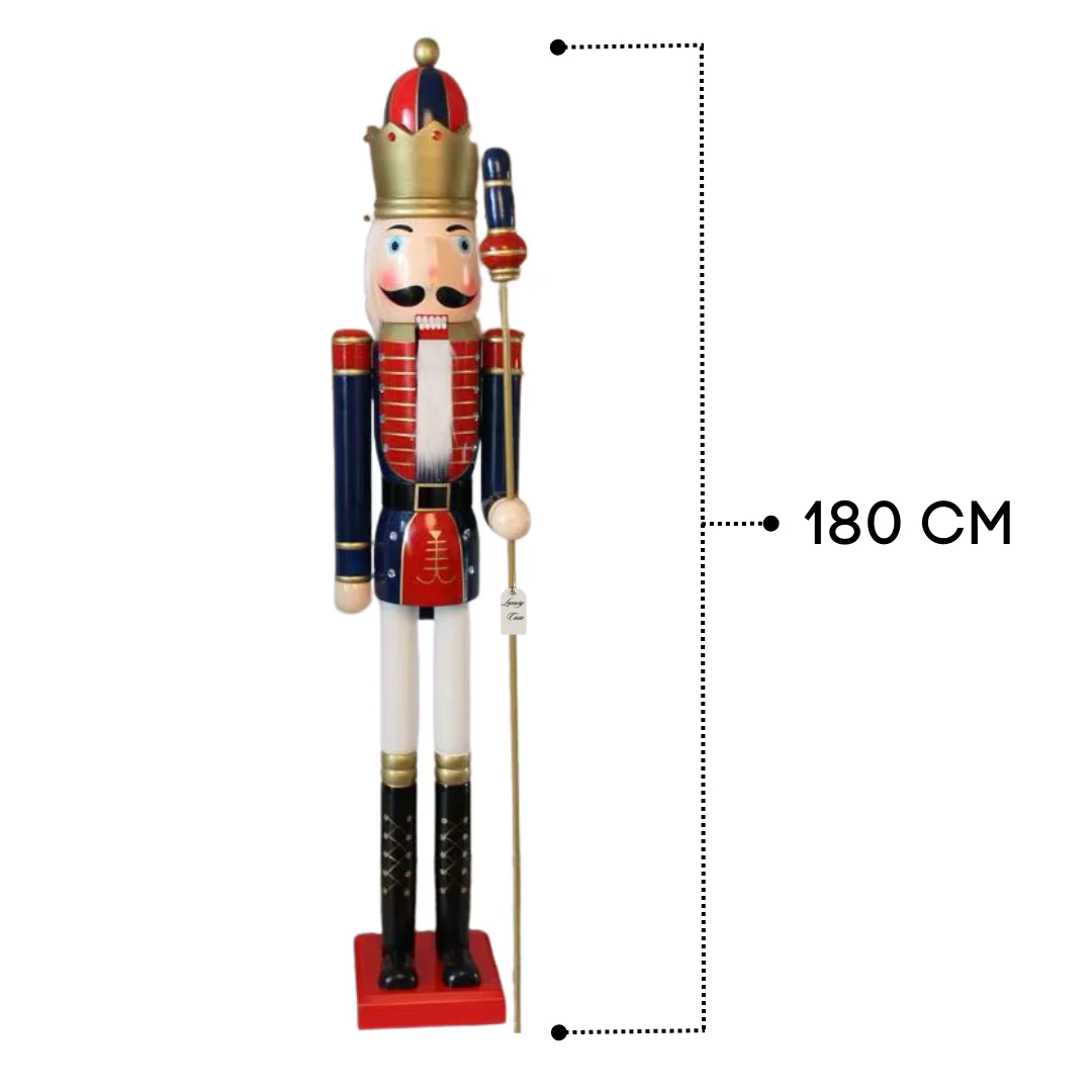 Classic Wooden Christmas Nutcracker King with Staff Luxury Casa