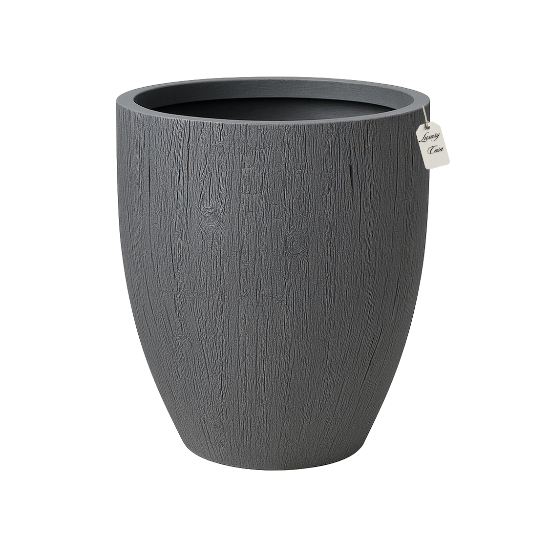 Wood Grain Textured Planter – Modern Decorative Pot - Medium Luxury Casa