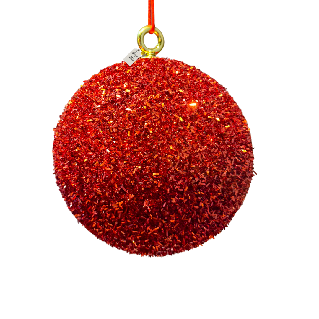 Red Glitter Christmas Baubles Luxury Casa