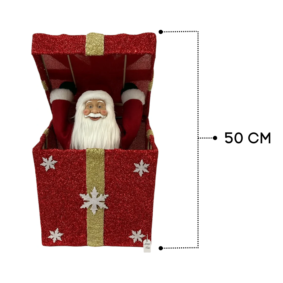 Santa Claus in Gift Box – Christmas Decoration (Set of 3 Colors) Luxury Casa