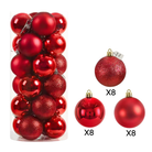 Christmas Baubles Ornaments Set – 24 pcs (6 cm, Glitter, Glossy & Matte Christmas Tree Decorations) Luxury Casa