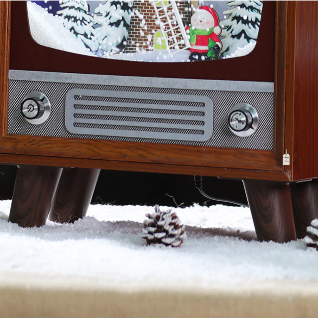 Retro Christmas TV Decoration with Snow Scene Luxury Casa