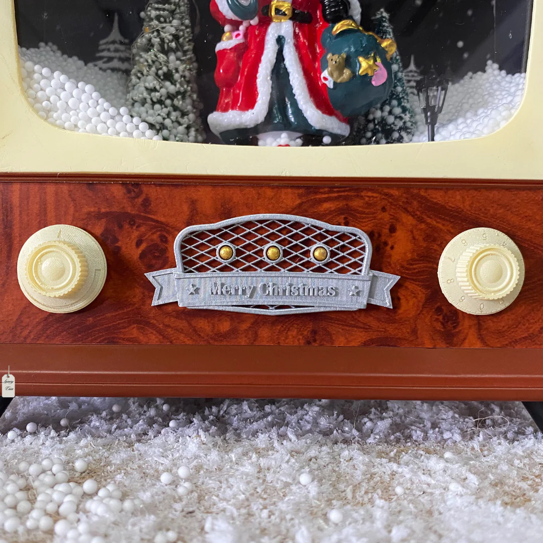 Retro Christmas TV Decoration with Santa & Snowfall Luxury Casa