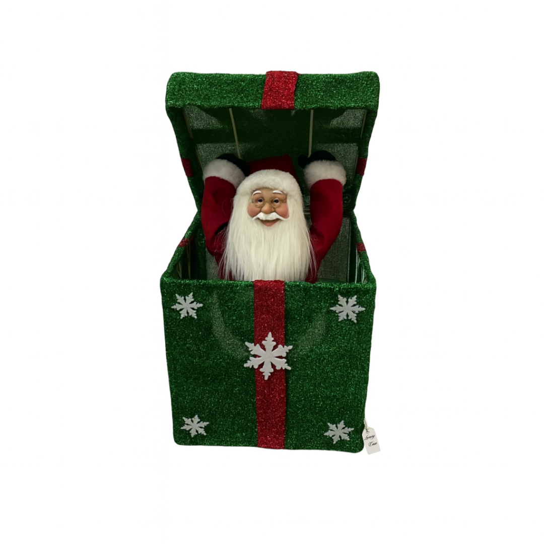 Santa Claus in Gift Box – Christmas Decoration (Set of 3 Colors) Luxury Casa