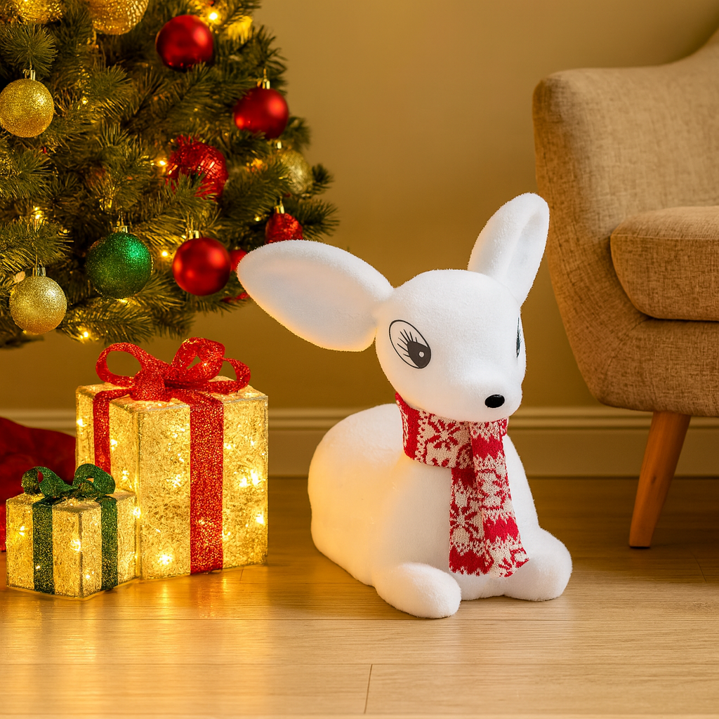 Reindeer Sitting with Scarf Luxury Casa