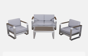 Outdoor Brushed Aluminium Garden Sofa Set