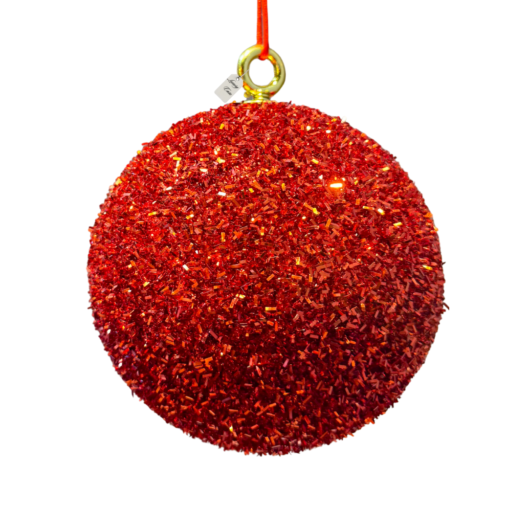 Red Glitter Christmas Baubles Luxury Casa