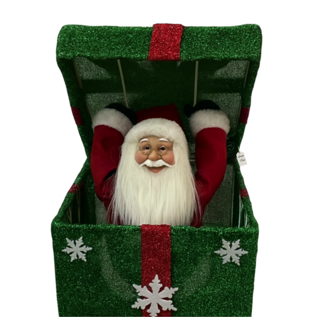 Santa Claus in Gift Box – Christmas Decoration (Set of 3 Colors) Luxury Casa