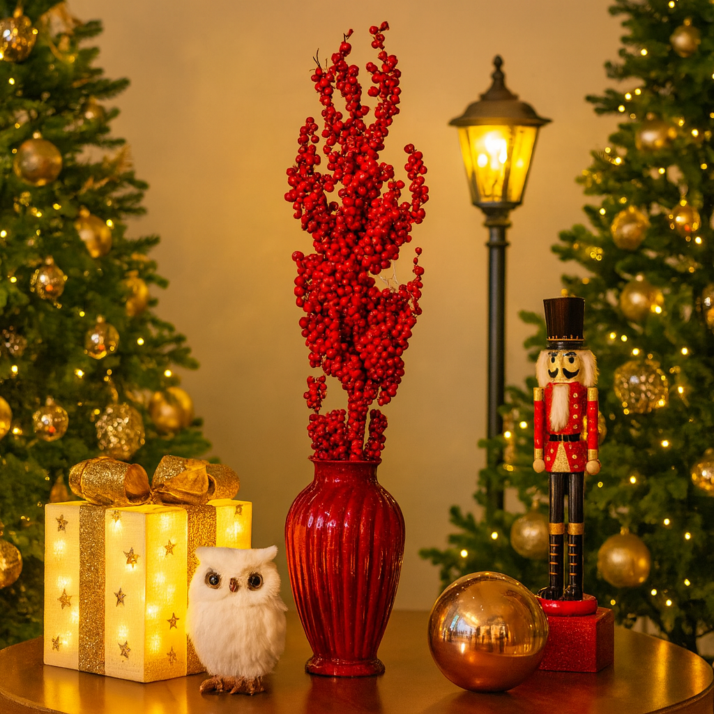 Christmas Red Berry Stem Decoration Luxury Casa