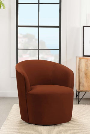 Luxury Joyce Sloped Arms Swivel Chair – Burnt Orange