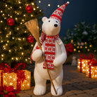 Bear Figurine with Hat, Scarf & Broom Luxury Casa