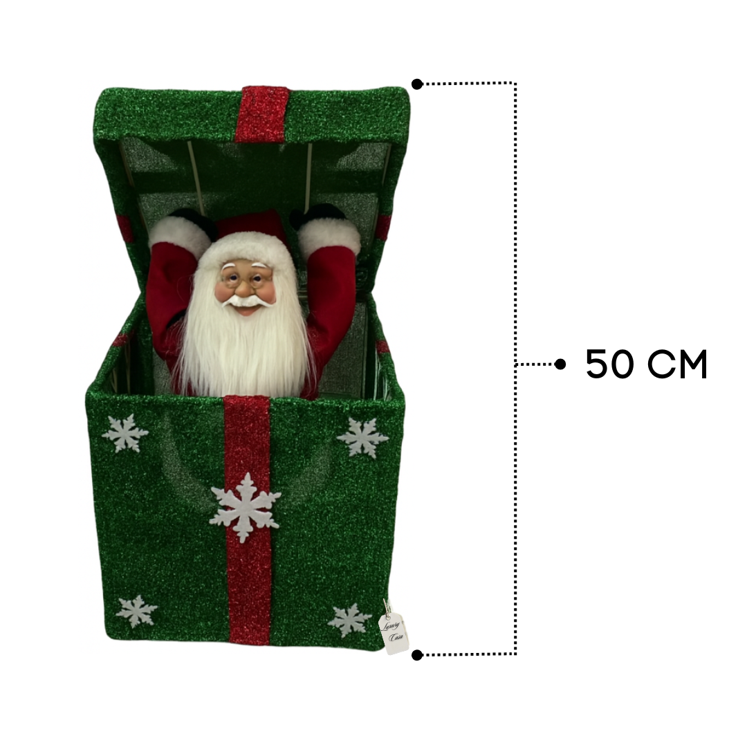 Santa Claus in Gift Box – Christmas Decoration (Set of 3 Colors) Luxury Casa