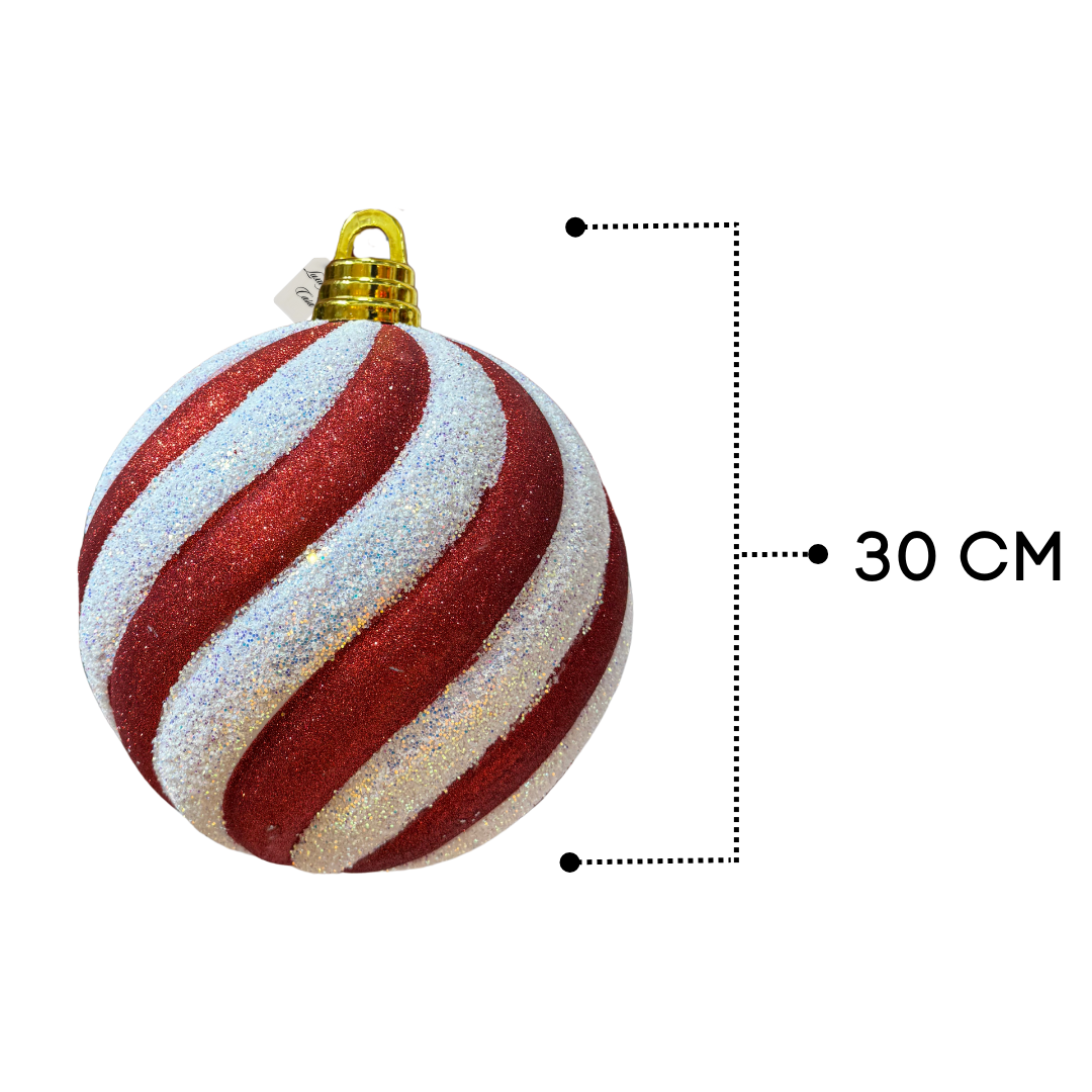 Red & White Swirl Christmas Baubles Luxury Casa
