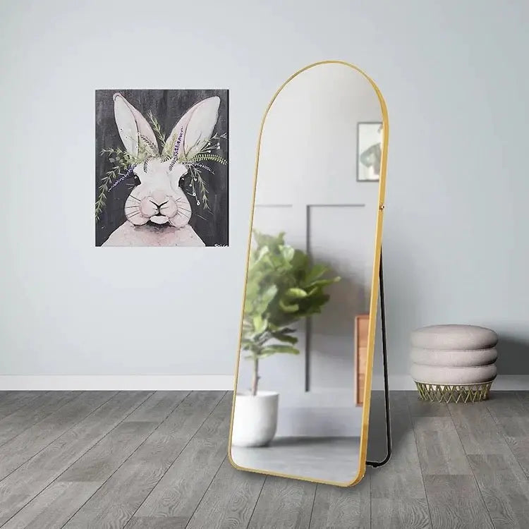 Aluminium Gold Color Frame Arch Shape Wall And Floor Mirror Luxury Casa