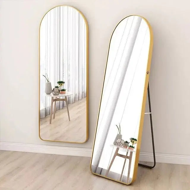 Aluminium Gold Color Frame Arch Shape Wall And Floor Mirror Luxury Casa