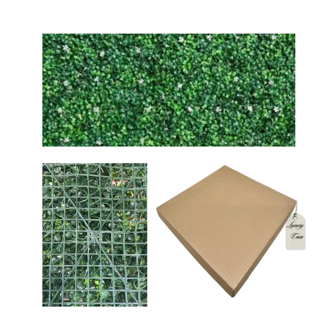 Artificial Boxwood & White Flower Green Wall Panel 100x100 cm Luxury Casa