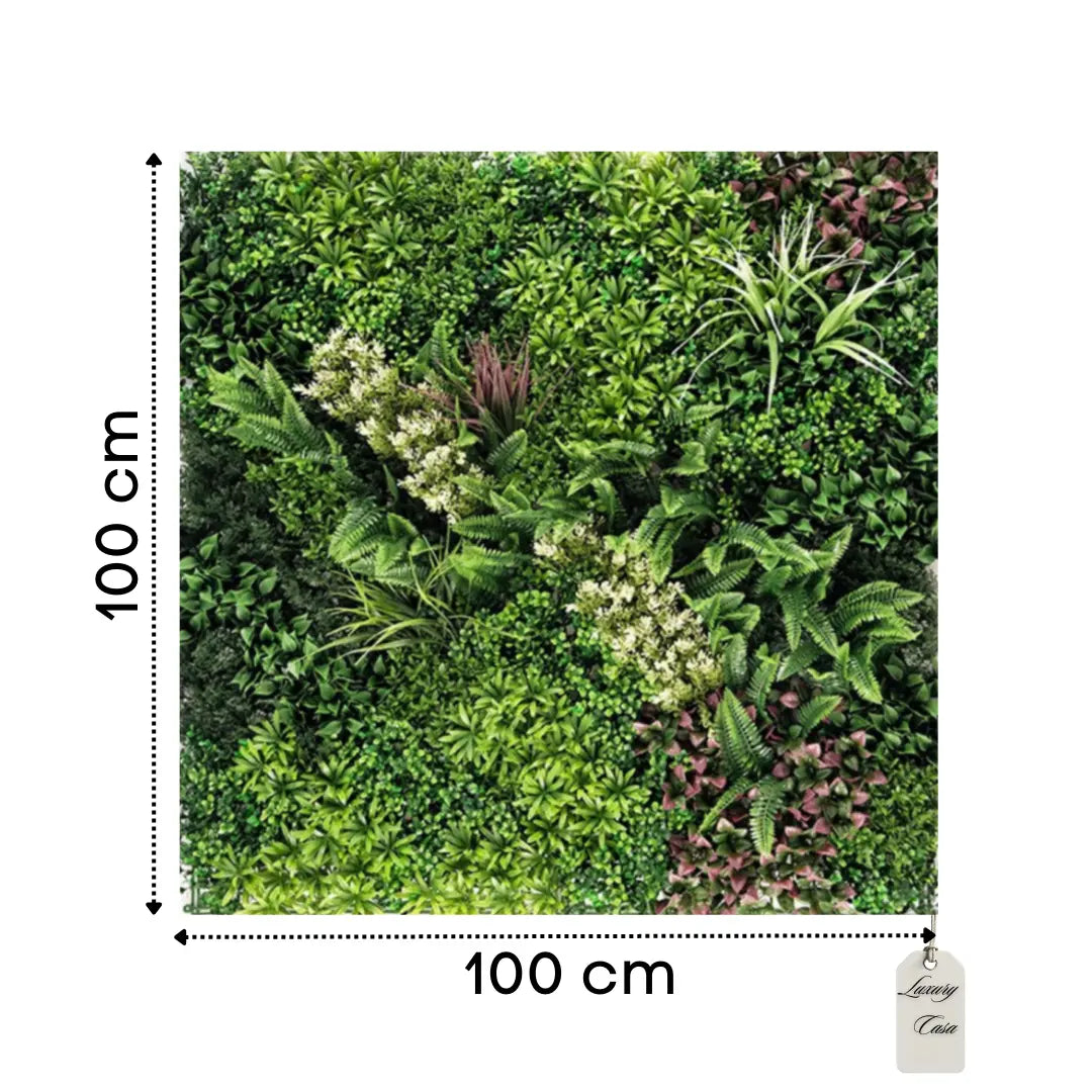 Artificial Deluxe Mixed Leaf Green Wall Panel 100x100 cm Luxury Casa