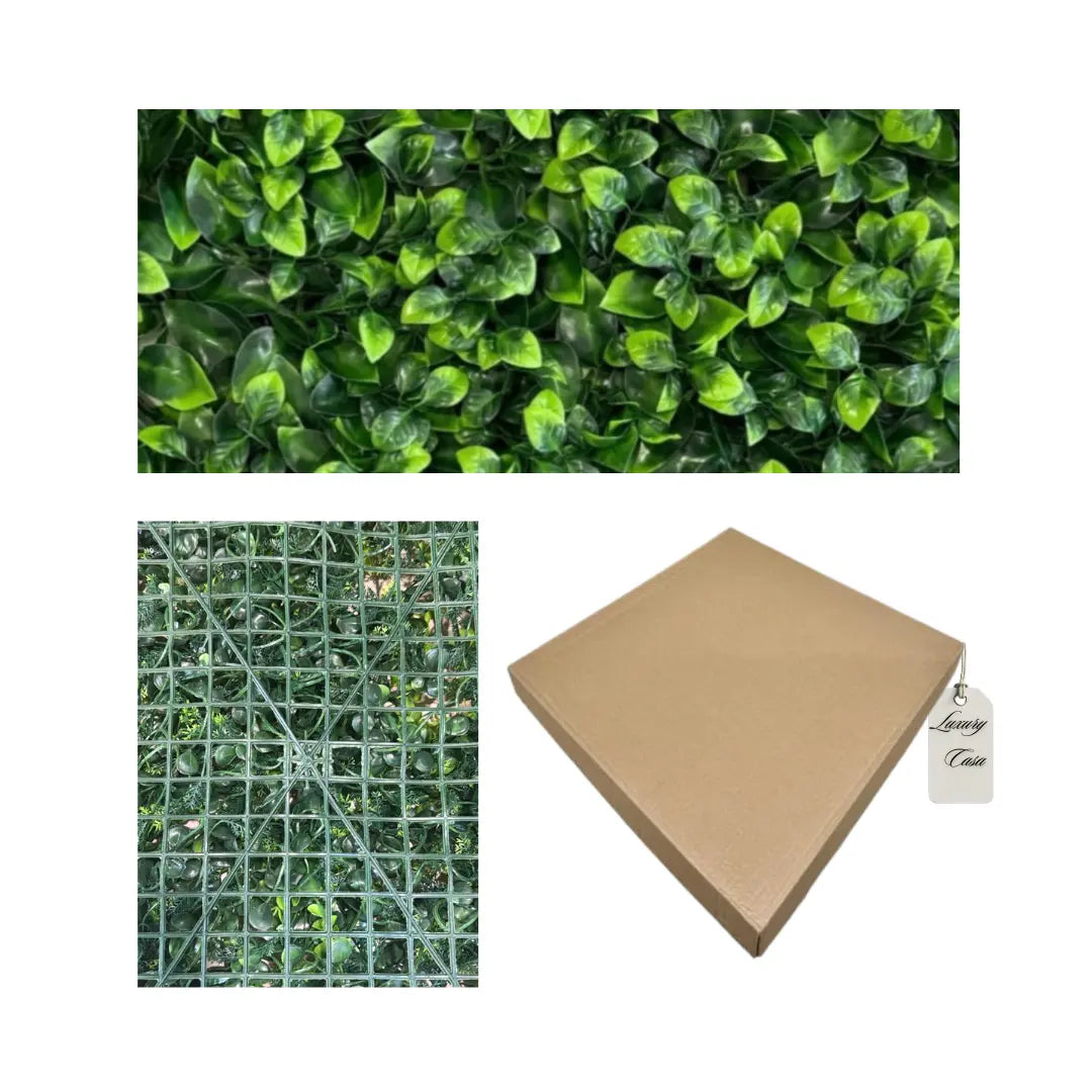 Artificial Glossy Leaf Green Wall Panel 50x50 cm Luxury Casa