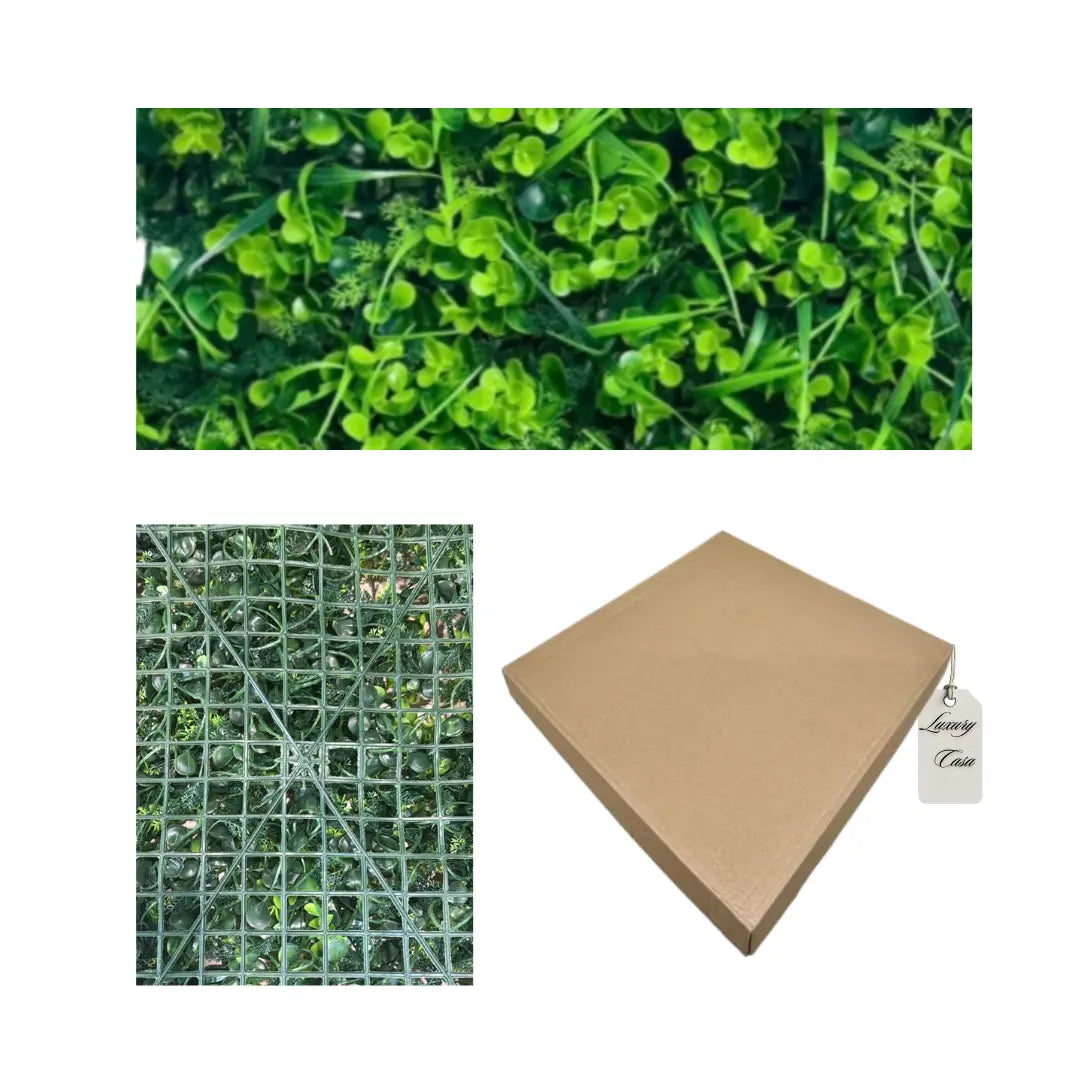 Artificial Grass & Leaf Mixed Green Wall Panel 40x60 cm Luxury Casa