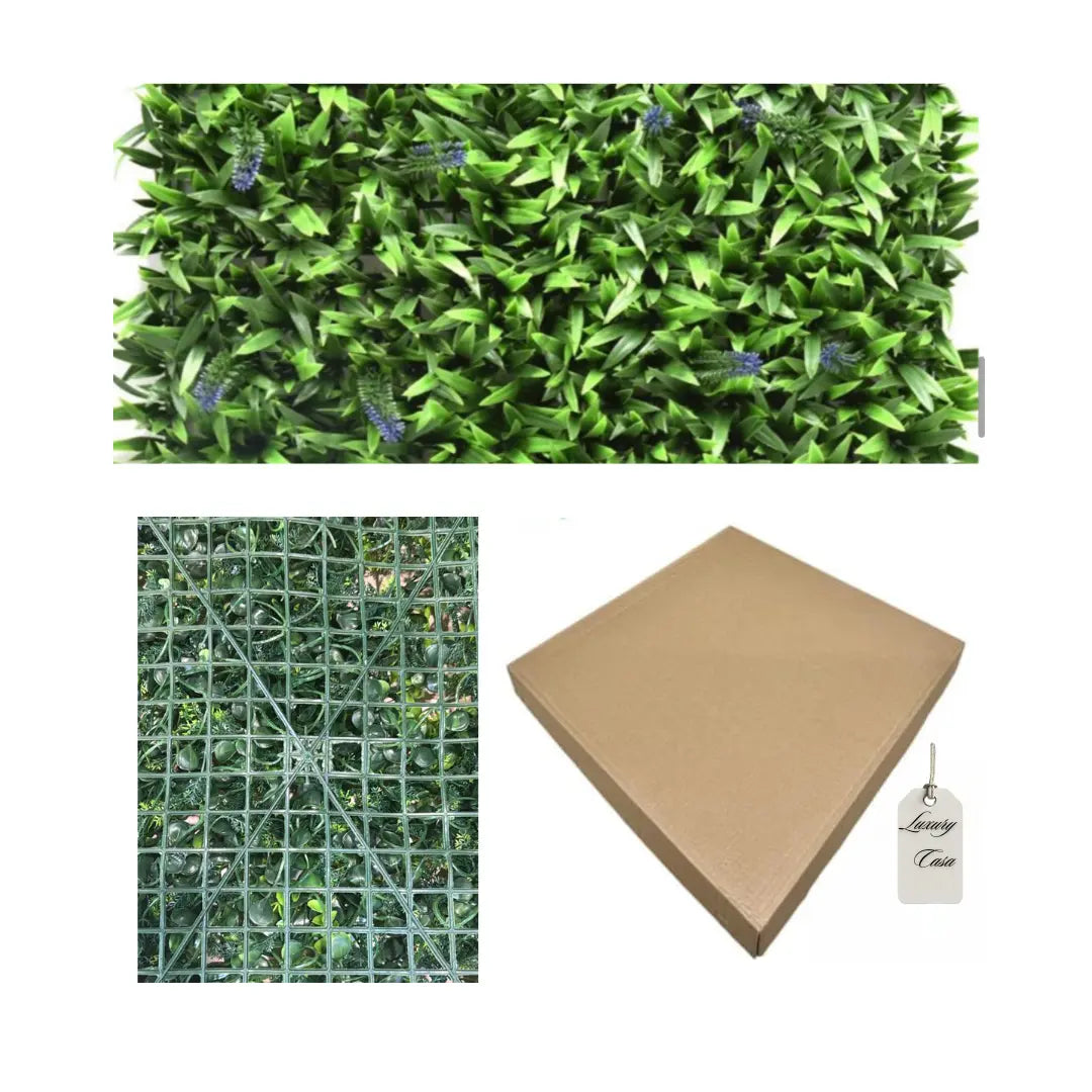 Artificial Green Wall Panel with Lavender Accents 50x50 cm Luxury Casa