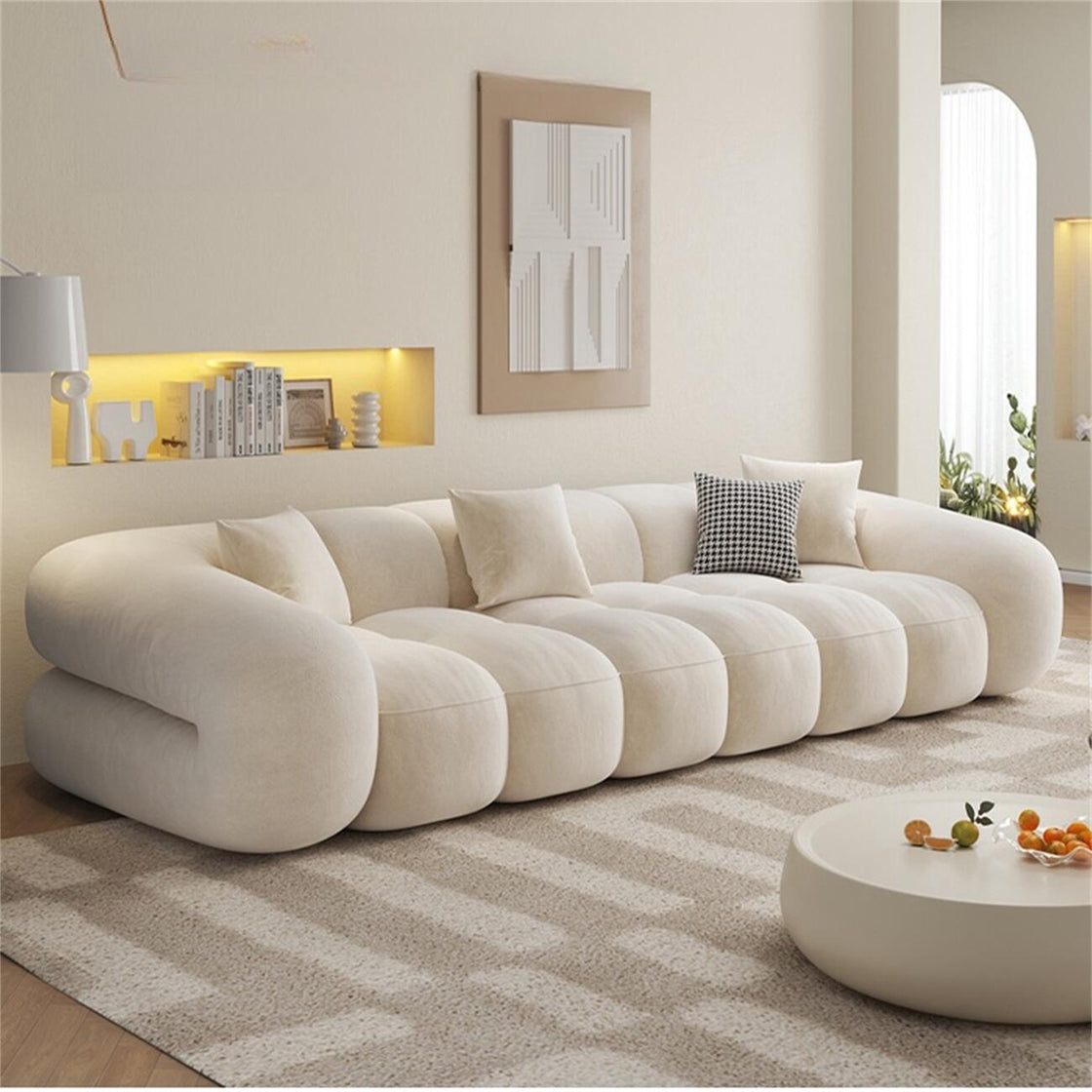 Modern Cloud Sofa Beige Upholstered Couch Luxury Casa
