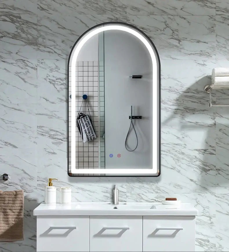 Black Arch Shape Vanity Mirror For Wall Hanging Luxury Casa