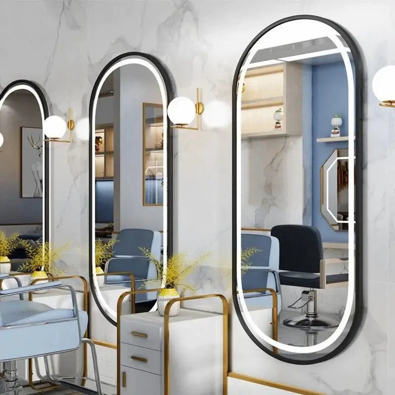 Black Frame Oval Shape LED Wall Mirror Luxury Casa