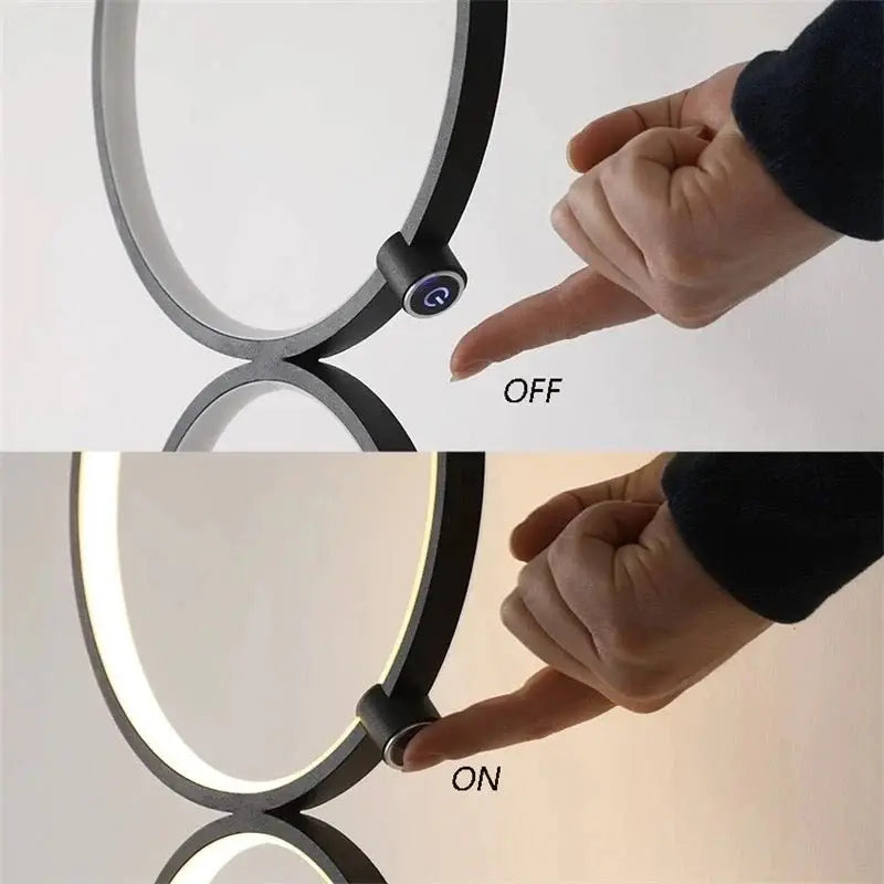 Black LED Floor Lamp 5-Ring Novelty Dimmable Standing Lamp Luxury Casa