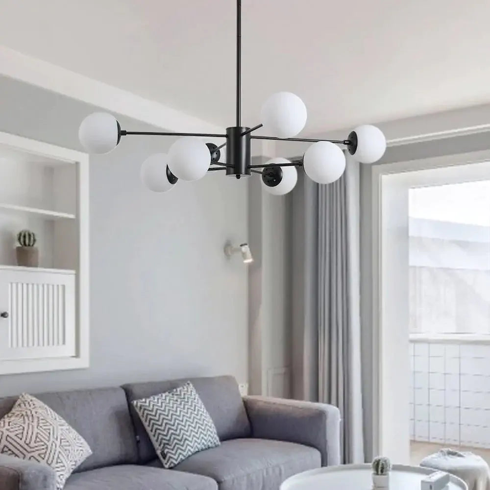 Black Metal With Matt Glass Bulb Roof Hanging Light Luxury Casa