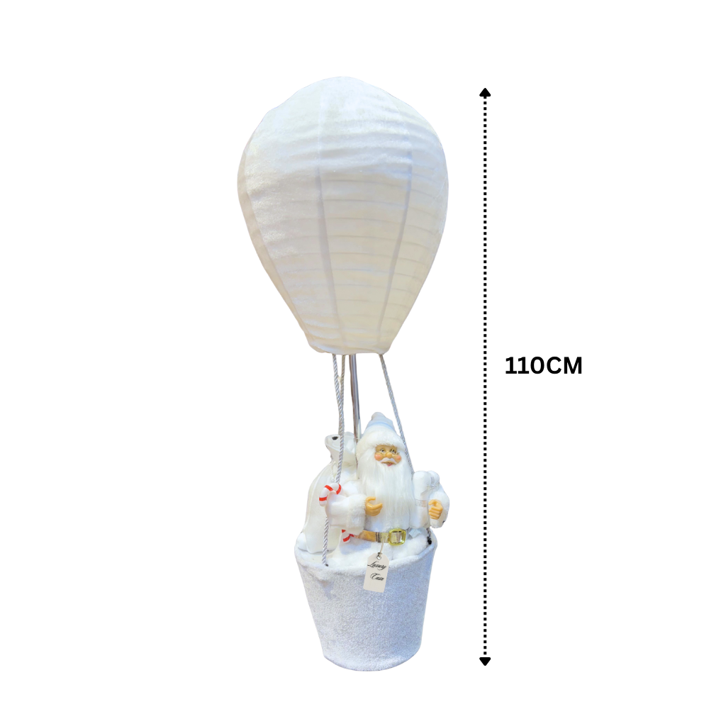 Santa Hot Air Balloon Christmas Decoration (White) Luxury Casa