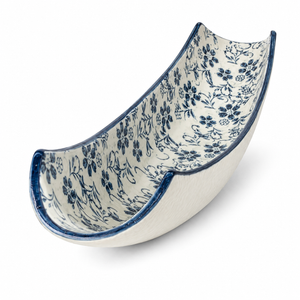 Blue Floral Curved Decorative Bowl