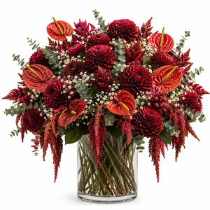 Pompon Dahlia, Astilbe & Eucalyptus Grand Arrangement