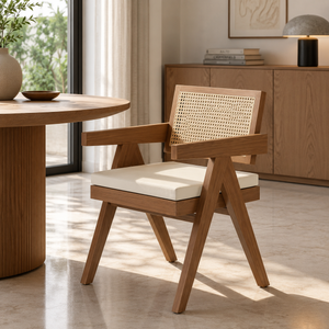 Natural Rattan Wooden Accent Chair