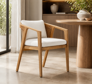 Natural Wood Rattan Accent Chair