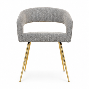Cream Upholstered Dining Chair with Gold Legs