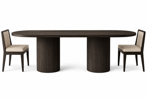 Oval Fluted Wooden Dining Table
