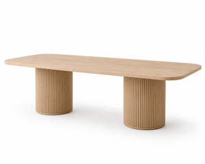 Luxury Light Wood Fluted Dining Table