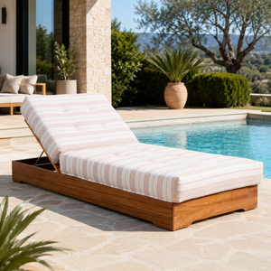 Luxury Wooden Sun Lounger with Striped Cushion
