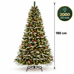 Luxury Frosted Pinecone & Berry Pre-Lit Christmas Tree – Warm White LED